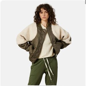 NSF Fredis Oversized Bomber Drab/ Natural Women’s Sz LG Designer Sherpa Jacket